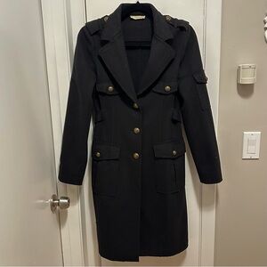 LALTRAMODA Italy Designer Wool Coat Military Jacket Distressed Black Womens 2